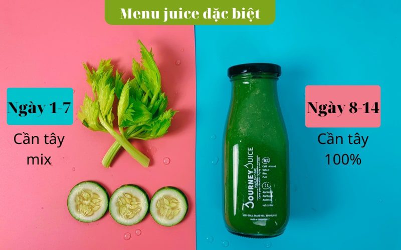Menu Celery Juice được thiết kế với hai giai đoạn đặc biệt