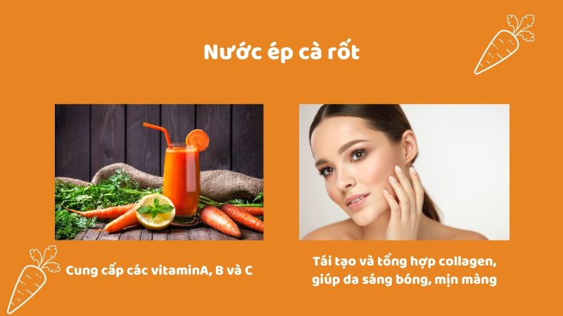 Nước ép cà rốt chứa nhiều vitamin C giúp trị mụn, làm sáng da